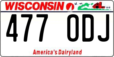 WI license plate 477ODJ