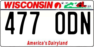 WI license plate 477ODN