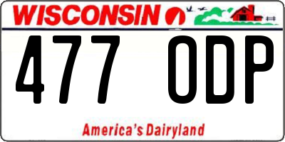 WI license plate 477ODP