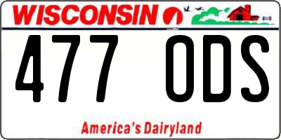 WI license plate 477ODS