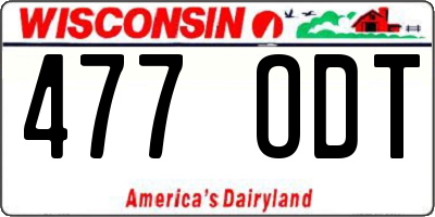 WI license plate 477ODT