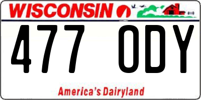 WI license plate 477ODY
