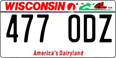 WI license plate 477ODZ