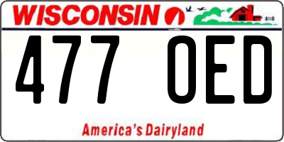 WI license plate 477OED