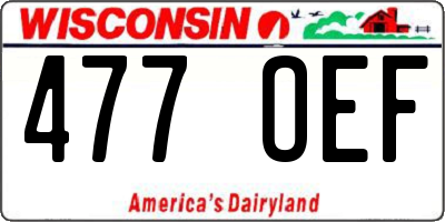 WI license plate 477OEF