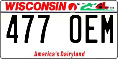WI license plate 477OEM