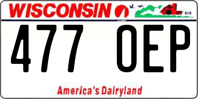 WI license plate 477OEP