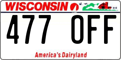 WI license plate 477OFF