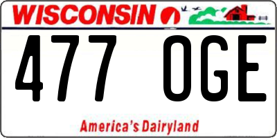 WI license plate 477OGE