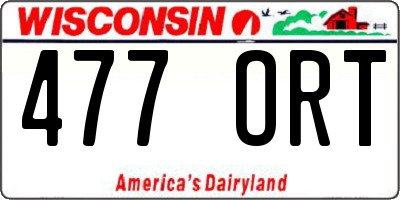 WI license plate 477ORT