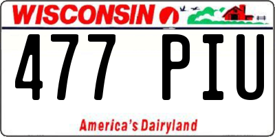 WI license plate 477PIU
