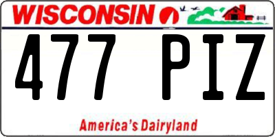 WI license plate 477PIZ