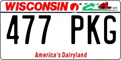 WI license plate 477PKG