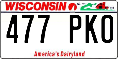 WI license plate 477PKO