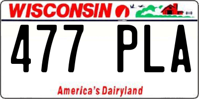 WI license plate 477PLA