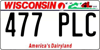 WI license plate 477PLC