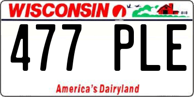 WI license plate 477PLE