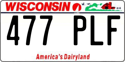 WI license plate 477PLF