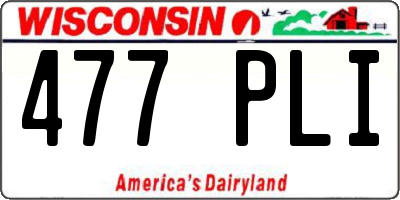 WI license plate 477PLI