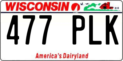 WI license plate 477PLK