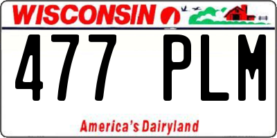 WI license plate 477PLM