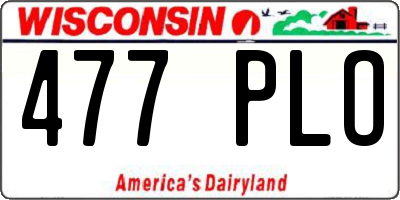 WI license plate 477PLO