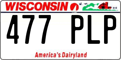WI license plate 477PLP