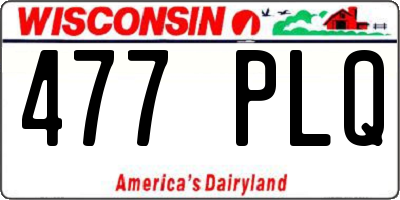 WI license plate 477PLQ