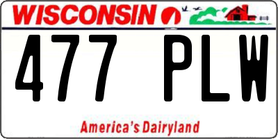 WI license plate 477PLW