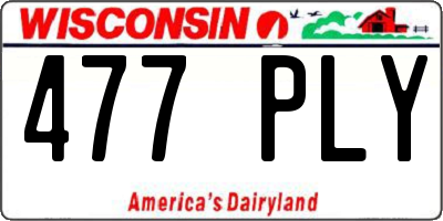 WI license plate 477PLY