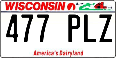 WI license plate 477PLZ