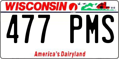 WI license plate 477PMS