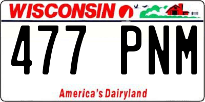 WI license plate 477PNM