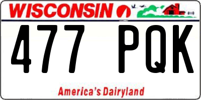 WI license plate 477PQK