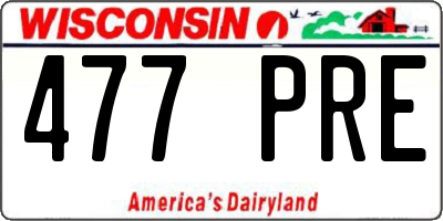 WI license plate 477PRE