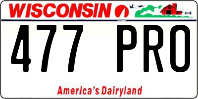 WI license plate 477PRO
