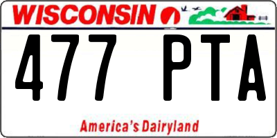 WI license plate 477PTA