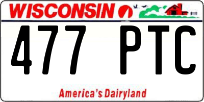 WI license plate 477PTC