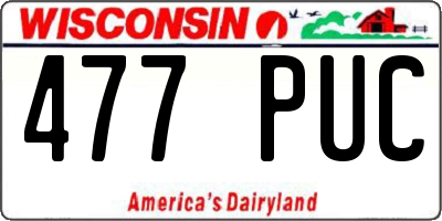 WI license plate 477PUC