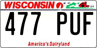 WI license plate 477PUF