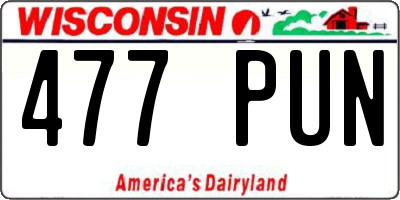 WI license plate 477PUN