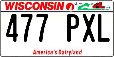 WI license plate 477PXL