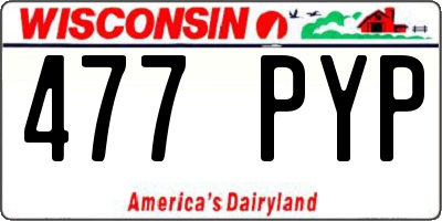 WI license plate 477PYP