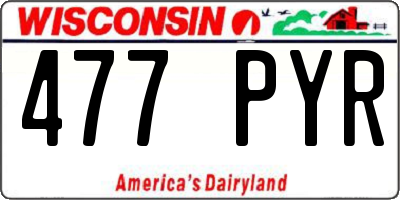 WI license plate 477PYR