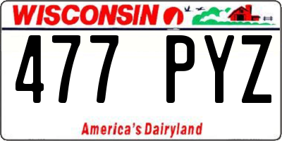WI license plate 477PYZ