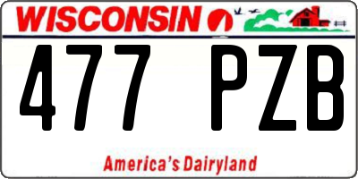 WI license plate 477PZB
