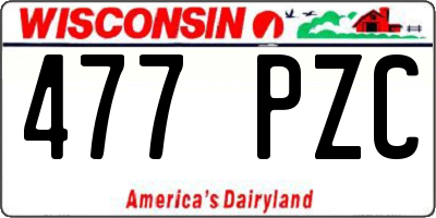 WI license plate 477PZC