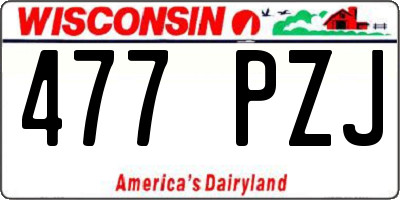 WI license plate 477PZJ