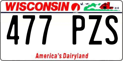 WI license plate 477PZS