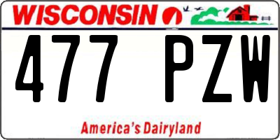 WI license plate 477PZW
